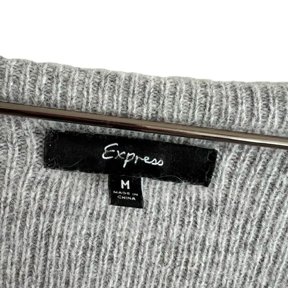 Express Ribbed Angora Wool Blend Crop Sweater Sz M - Picture 3 of 4